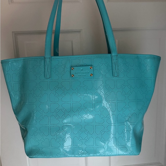 kate spade Handbags - Kate Spade Turquoise Perforated Tote